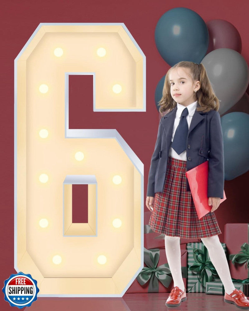 4FT Plastic Marquee Numbers 6, Light up Numbers Made of Corrugated Plastic Bo