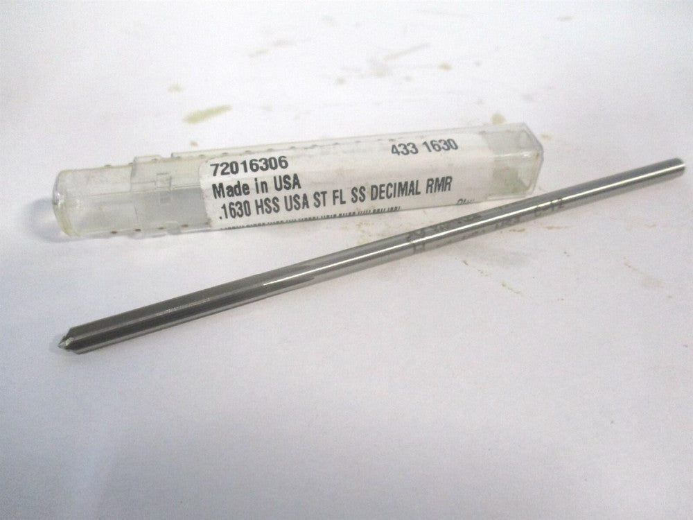 (433-0.1630) 0.163" x 1-1/8" x 4-1/2"Straight Shank HSS 6-Flute Chucking Reamer