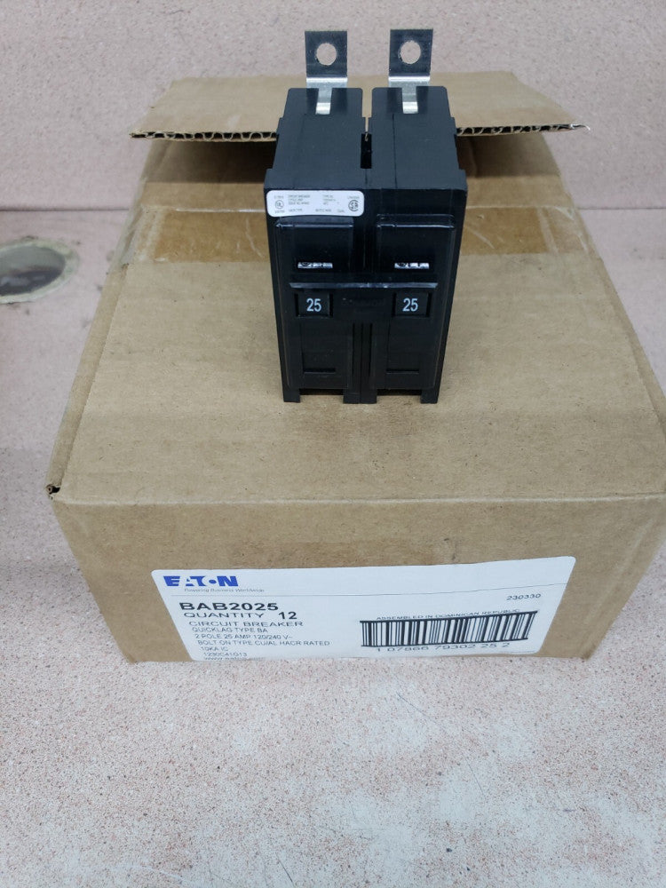 1 NEW CUTLER HAMMER BAB2025 25 AMP CIRCUIT BRKR QUICKLAG  2 POLE 120/240 VAC