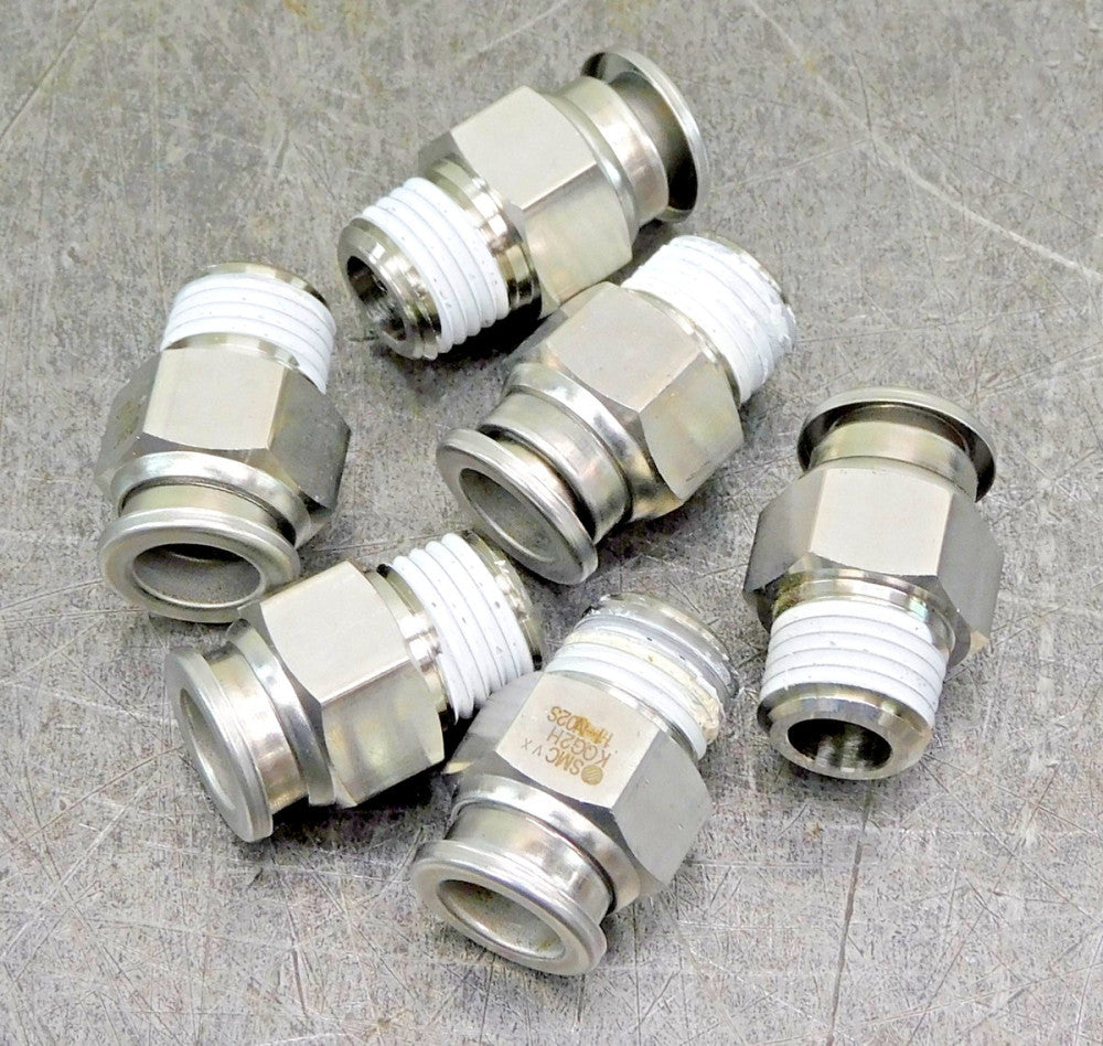 SMC KQG2H11-N02S Straight Push In Adapter Fitting 3/8" x 1/4" NPT Lot of Six (6)