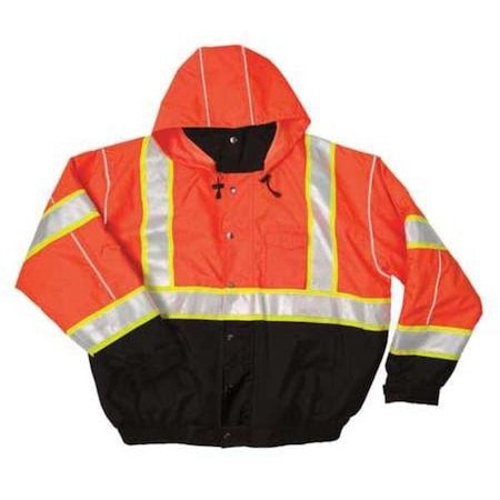Kishigo Js120-Xl Hi-Vis Bomber Jacket, Polyester, Class 3 Type R, Orange/Black,