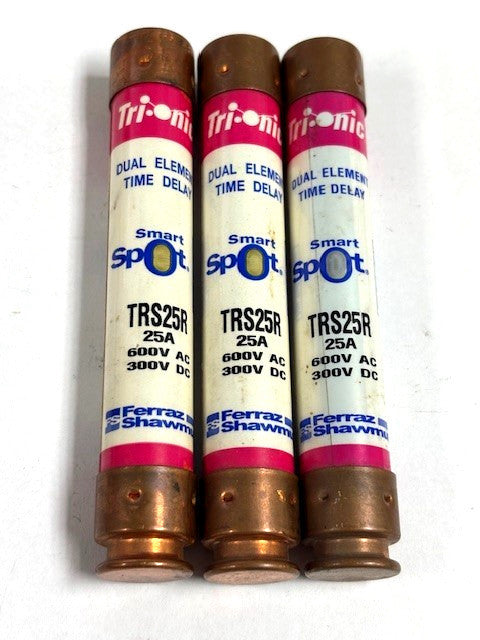 FERRAZ SHAWMUT, TIME DELAY RELAY, TRS25R, 25A, 600VAC, 300VDC, **LOT OF 3**