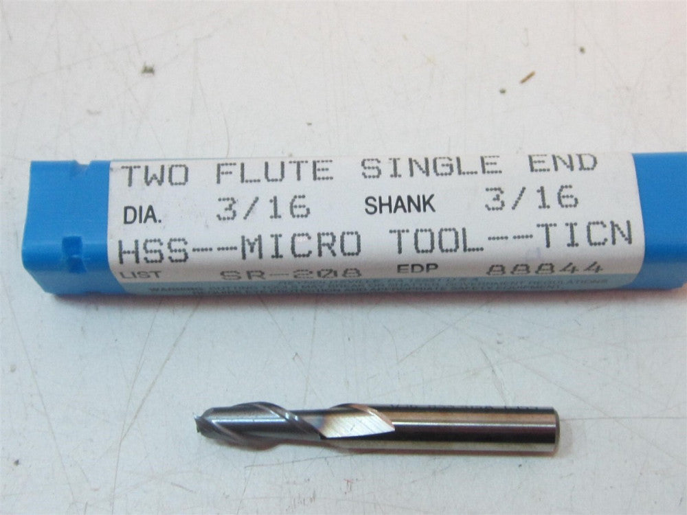 Niagara HSS TiCN 3/6 X 1/2 X 3/16 X 1-1/2 Center Cutting End Mill New
