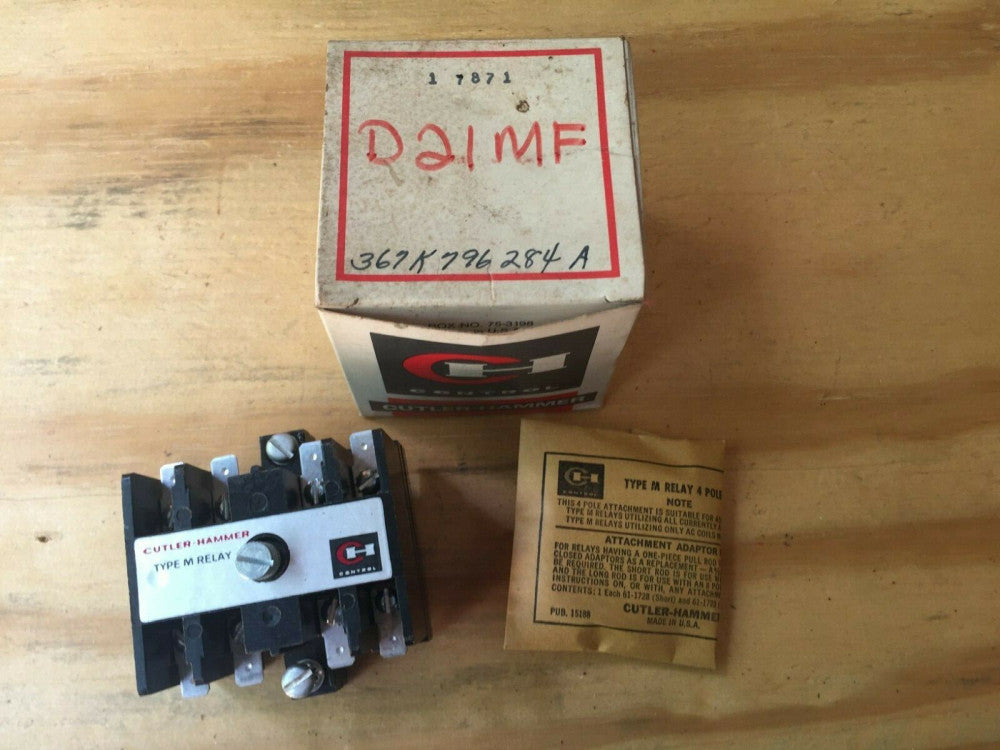 NOS Cutler-Hammer D21MF Type M Relay Four Pole Attachment 150VAC Max
