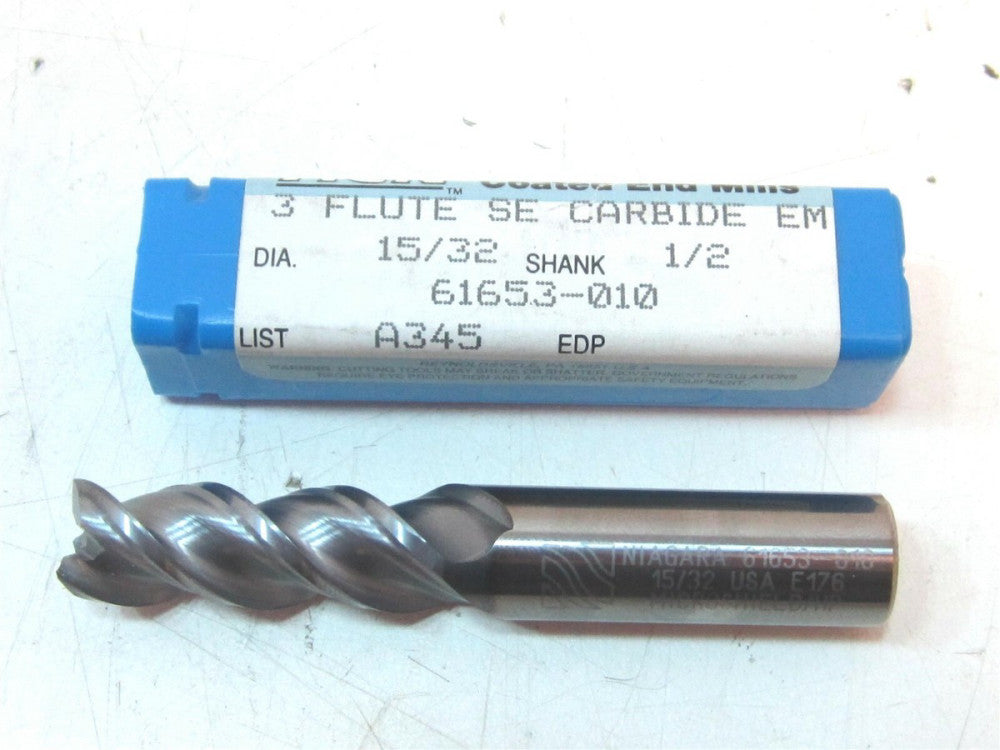 Niagara Carbide TiCN 15/32 X 1-1/4 X 1/2 X 3 X 0.010" Corner Radius End Mill