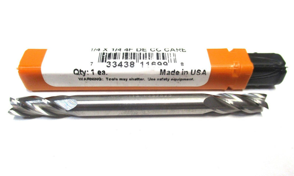 New (88248430) 1/4" x 1/4" x 5/8" x 3" 4-Flute CC DE RH Carbide Square End Mill