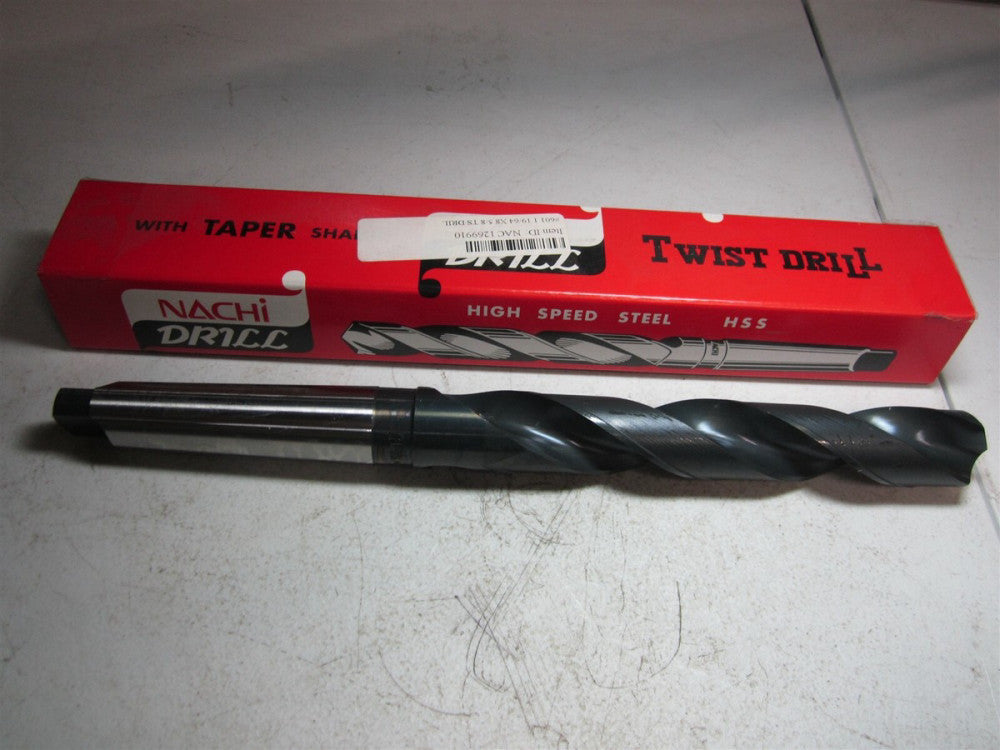 Nachi (1269910) 1-19/64" Size, 4MT 118° High Speed Steel Taper Shank Drill