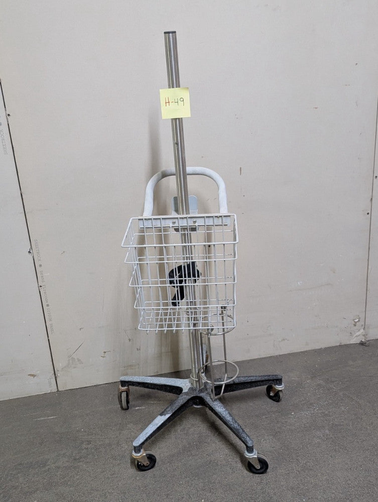 Universal Rolling Medical Equipment Stand Cart w/ Wire Basket 5-Star Base