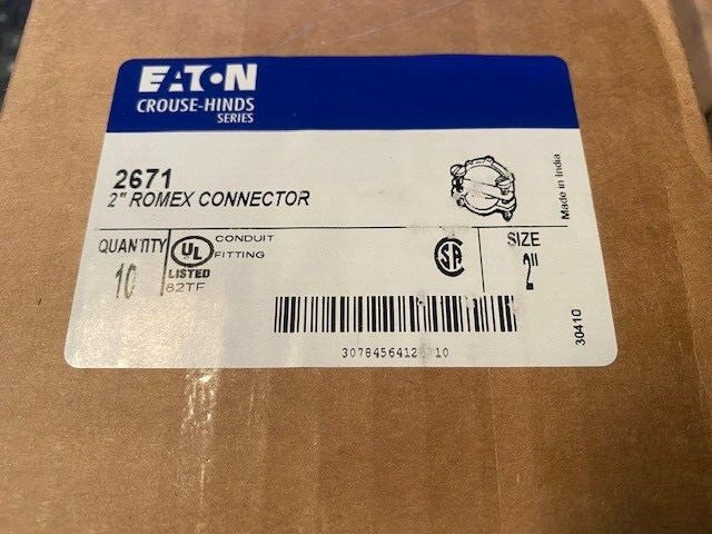(10 PACK) Eaton Crouse-Hinds Series 2671 NMC Clamp Type Connector, Zinc die