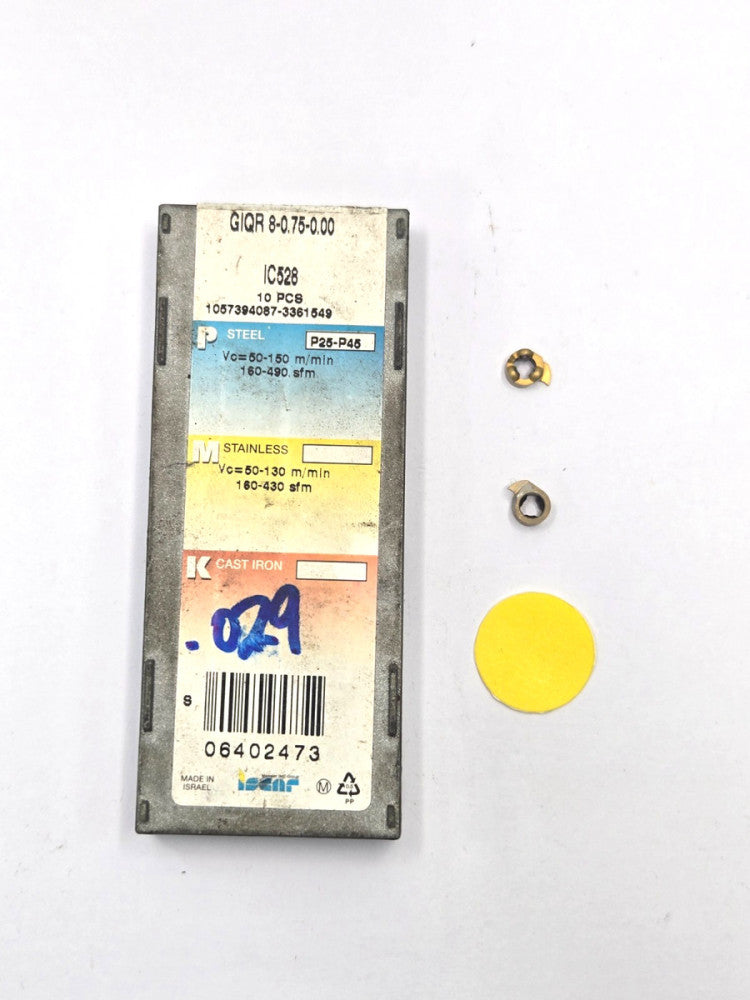 ISCAR*GIQR 8-0.75-0.00 IC528*CARBIDE GROOVING INSERT******LOT OF 2