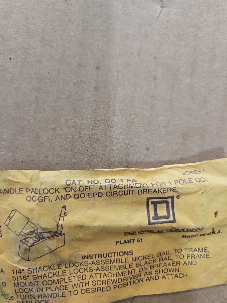 Square D QO1PA Padlock Attachment Circuit Breaker, 1 Pole BAG OF 13