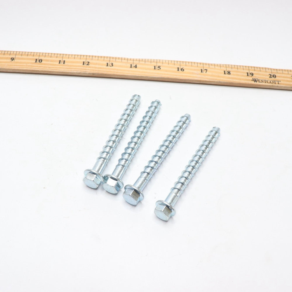 (4-Pk) High Strength Concrete Screw Anchors Zinc Plated 1/2" X 4"