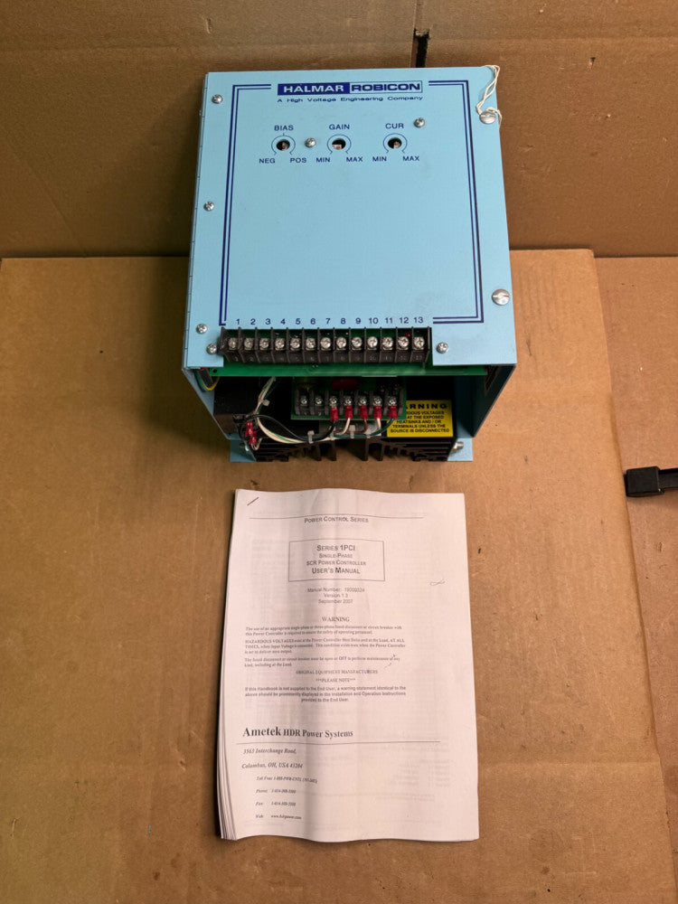 AMETEK / HALMAR ROBICON 1PCI-48120-CL/OC-D-5 SCR POWER CONTROLLER W/ PAPERWORK