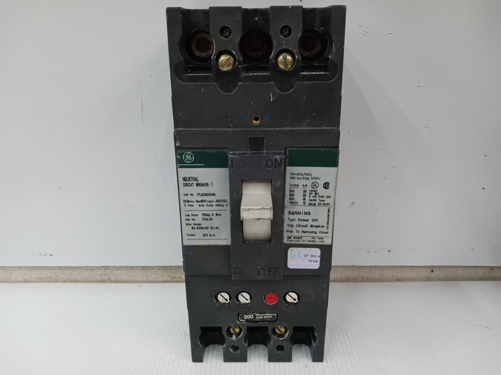 GE General Electric 200 Amp Circuit Breaker 3 Pole 600 VAC / 500 VDC TFJ236200WL