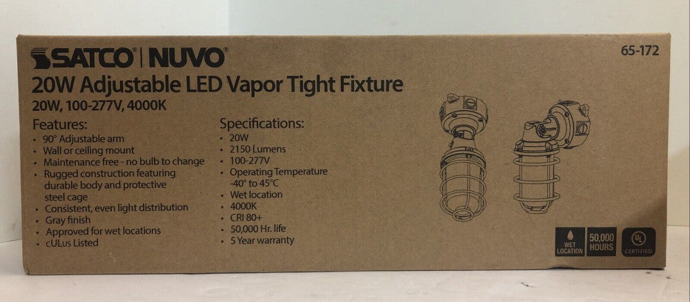 SATCO 20W Adjustable LED Vapor Tight Fixture - 65-172