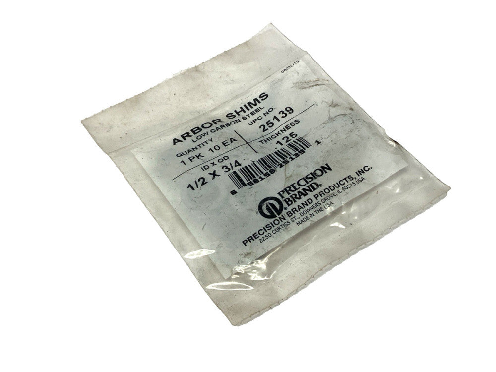 Precision Brand 25139 Arbor Shims 1/2" x 3/4" .125 Thickness PACKAGE OF 10