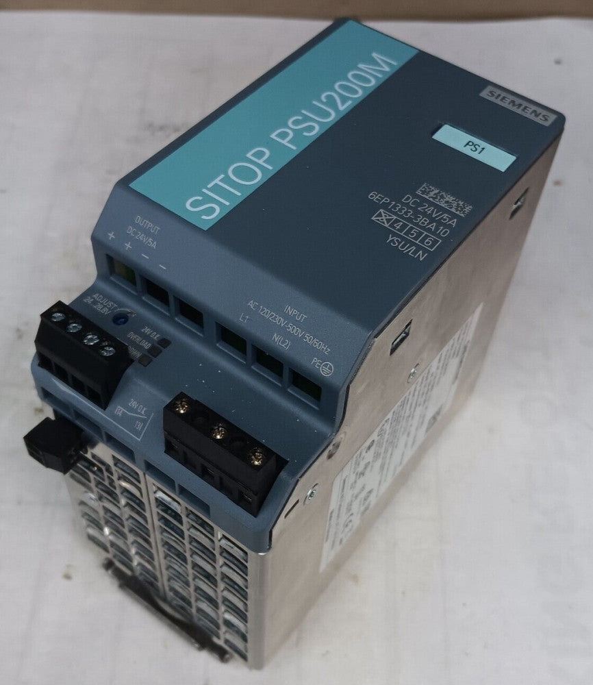 SIEMENS SITOP PSU200M POWER SUPPLY 120-230 VAC IN 24 VDC 5 AMP OUT 6EP1333-3BA10