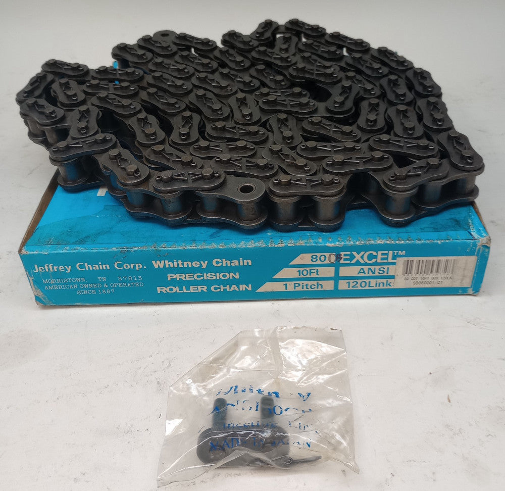 Whitney Chain 80CB-10FT Roller Chain ANSI 1" Pitch 120 Links With Link