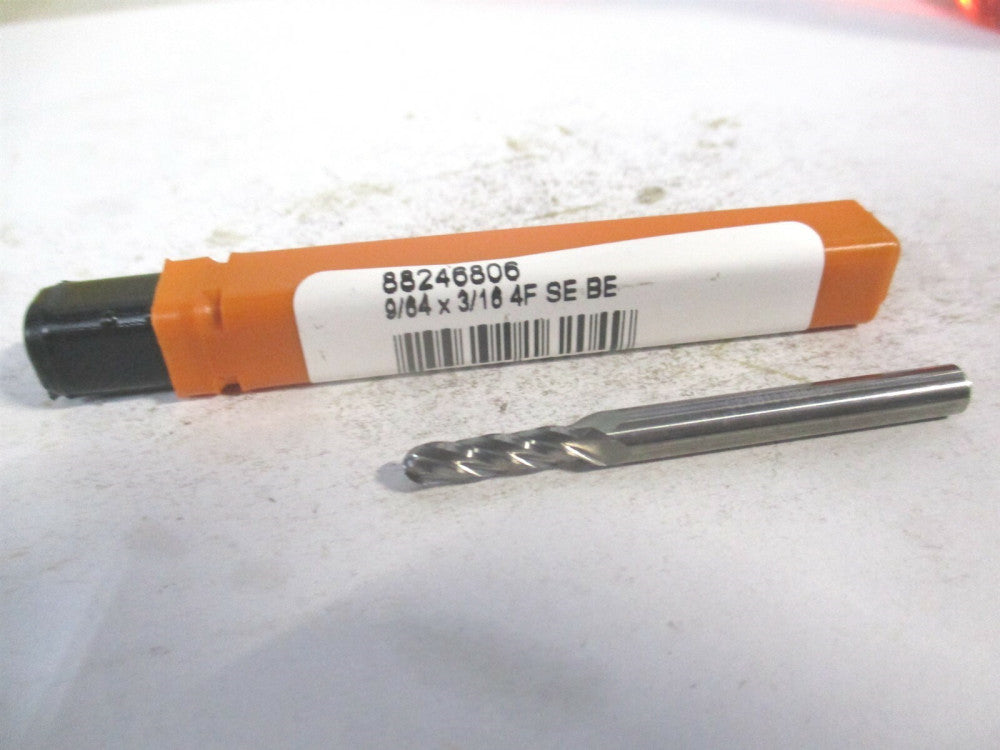 (E599924518) 9/64" x 9/16" x 3/16" x 2" OAL Solid Carbide 4 Flute Ball End Mill 