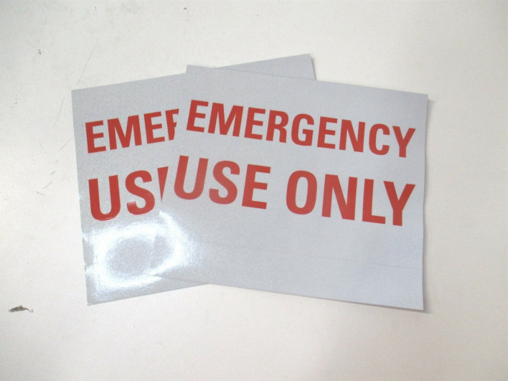 Lyle (U7-1156-RD_7X5) 5" x 7" Emergency Use Only White/Red Safety Decal - Qty 2