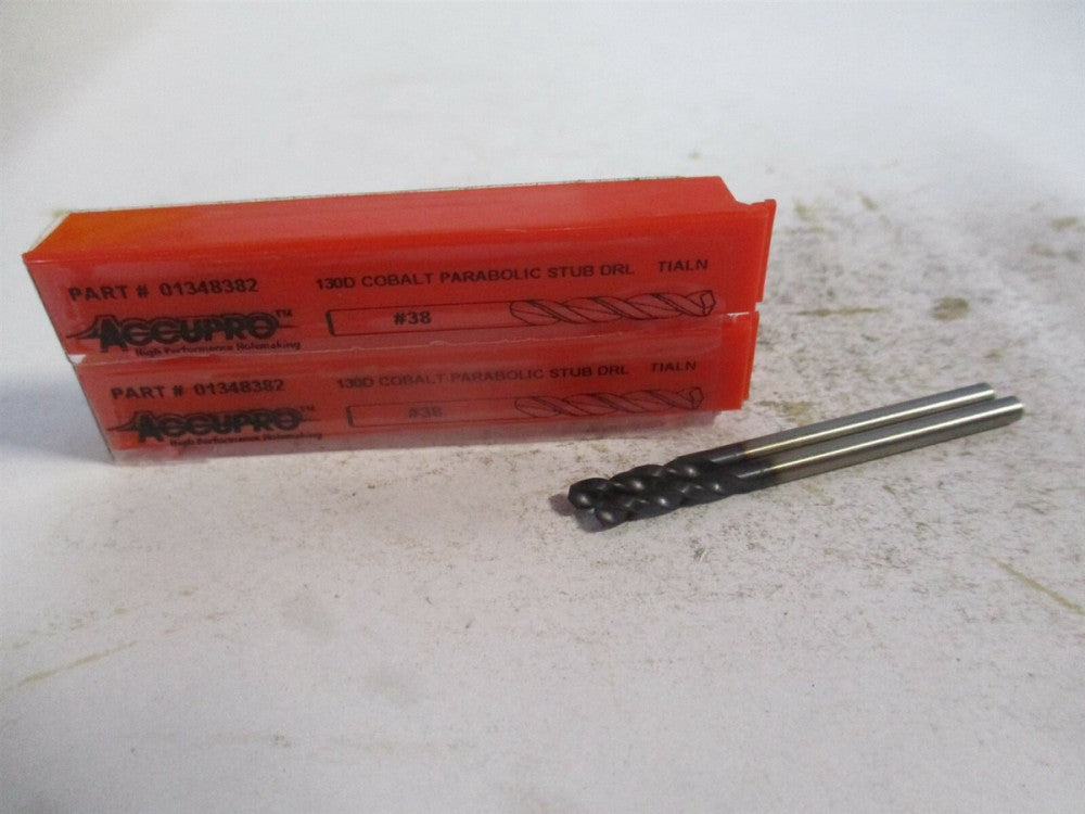 (1630258A-AC) #38 130° Parabolic Flute Cobalt Screw Machine Drill Bit - Qty 2