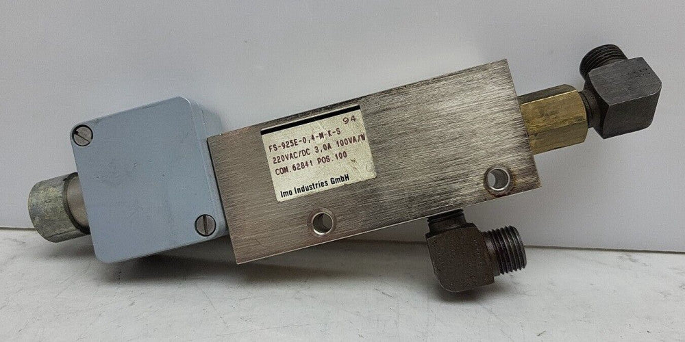 Imo Industries FS-925E-0 Flow Switch 4-M-K-S 220 Vac/Dc 3 Amp 100Va/W *USED 