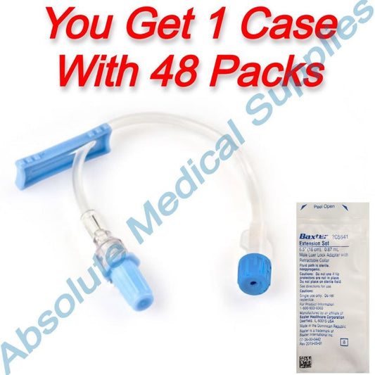 *48-Packs* Baxter 6.5" Extention Set 0.87mL Male Luer Lock Adapter 2C5641