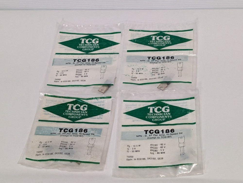 (4) Techician Components TCG-186 NPN, Si, AF Pwr Amp, Hi-Speed, Sw Transistors
