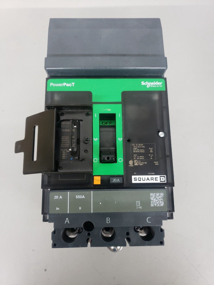 1- Square D HJA36020 Circuit Breaker 3 Pole 20 Amp PowerpacT New No Box