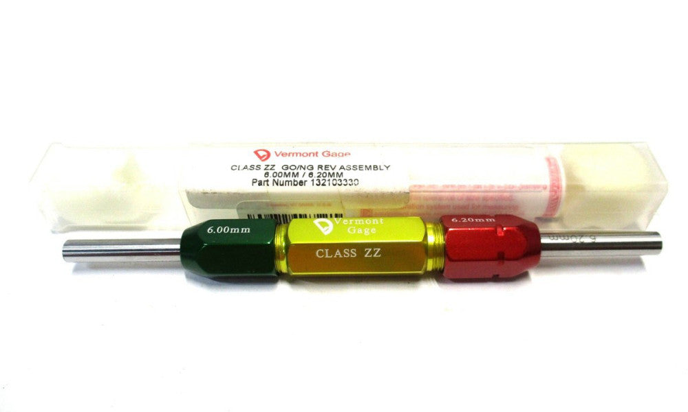 Vermont Gage 6.00mm - 6.20mm Class ZZ Go/No-Go Double End Rev Plug Gage Handle