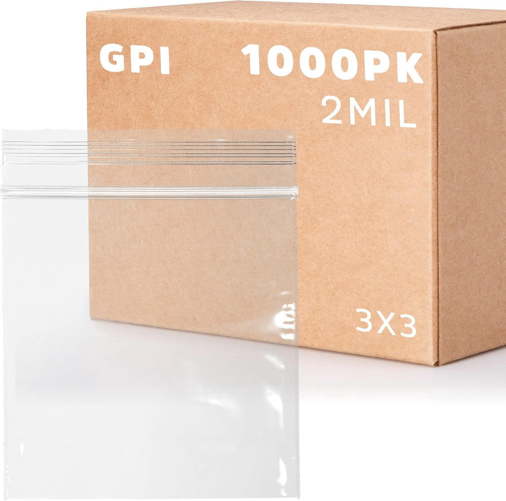 3 X 3 Inches, 2 Mil Clear Reclosable Zip Bags, Case of 1000  Brand