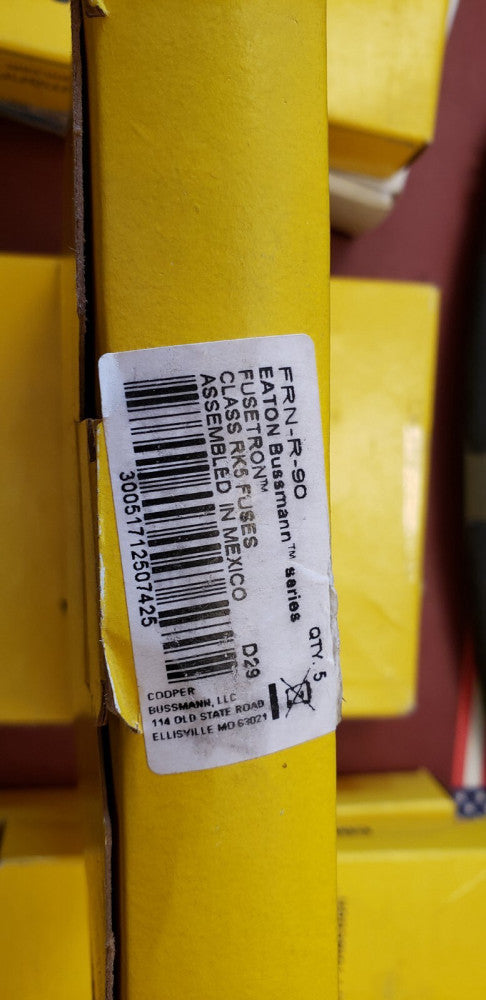 Box of 5 Cooper Bussmann FRN-R-90 FRN-R Fuse, 90 A, Dual, Class RK5, 250VAC.