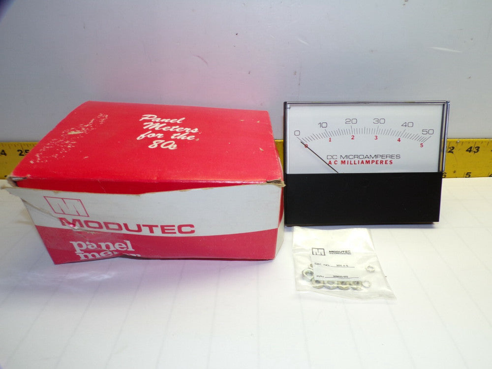 NEW MODUTEC DC MICROAMPERES METER RANGE 0-50 DC 5" x 4"  4S-DUA-050
