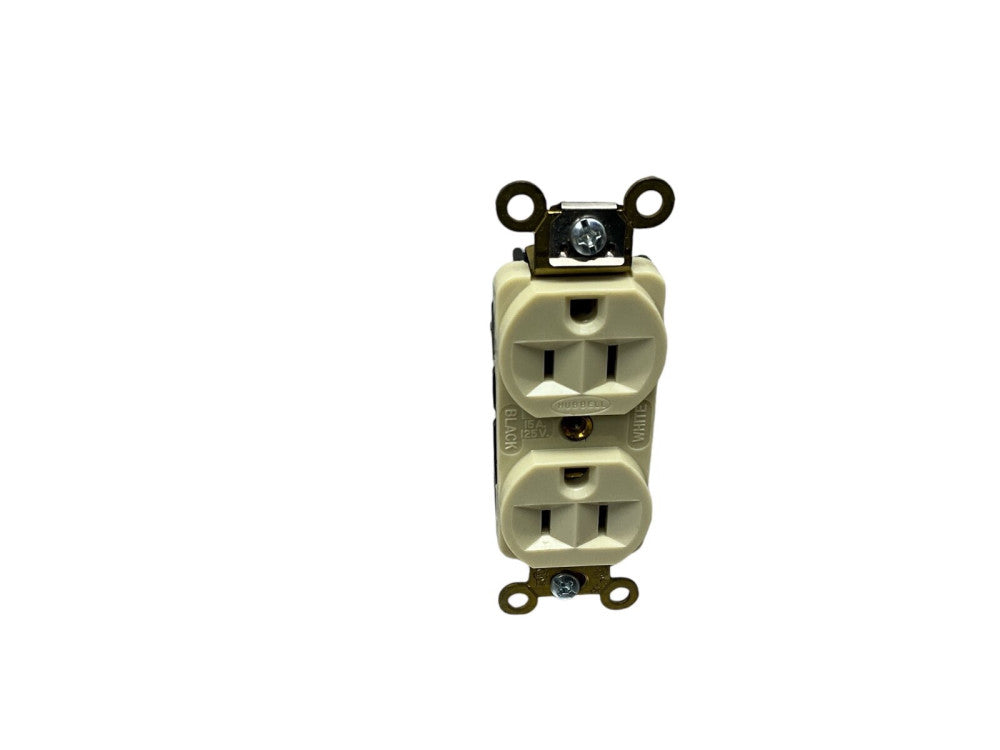 Hubbell HBL5252I 15A Duplex Receptacle 125VAC 5-15R IVORY