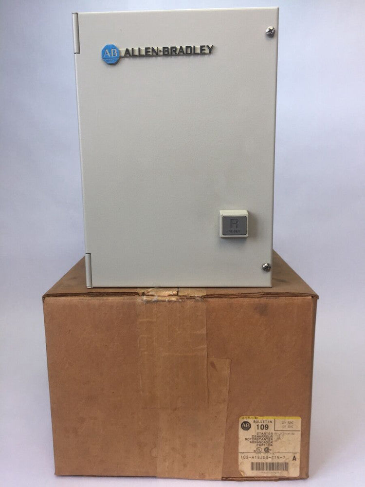 ALLEN BRADLEY 109-A18JD3-C15-7 TYPE 12 STARTER ENCLOSURE WITH CONTACTOR & RELAY