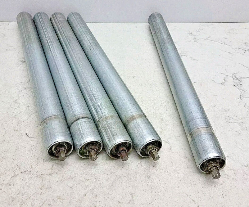 5 Pack Miller Bearings 15-5/8" L x 1-3/8" Dia Conveyor Rollers 1.375" Used