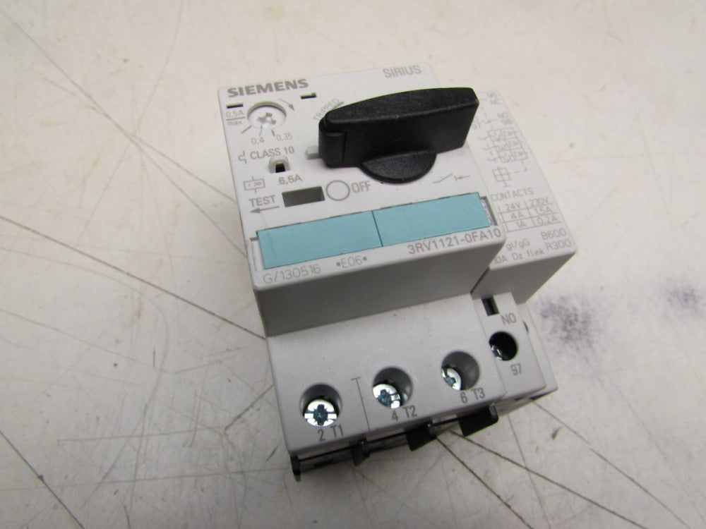 SIEMENS SIRIUS MANUAL MOTOR CONTROLLER 3RV1121-0FA10 0.5FLA CLASS-10 6.5A XLNT !