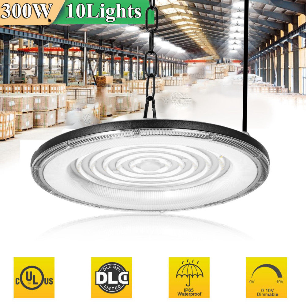 10 Pack 300W UFO Led High Bay Light Factory Warehouse Commercial Led Shop Lights