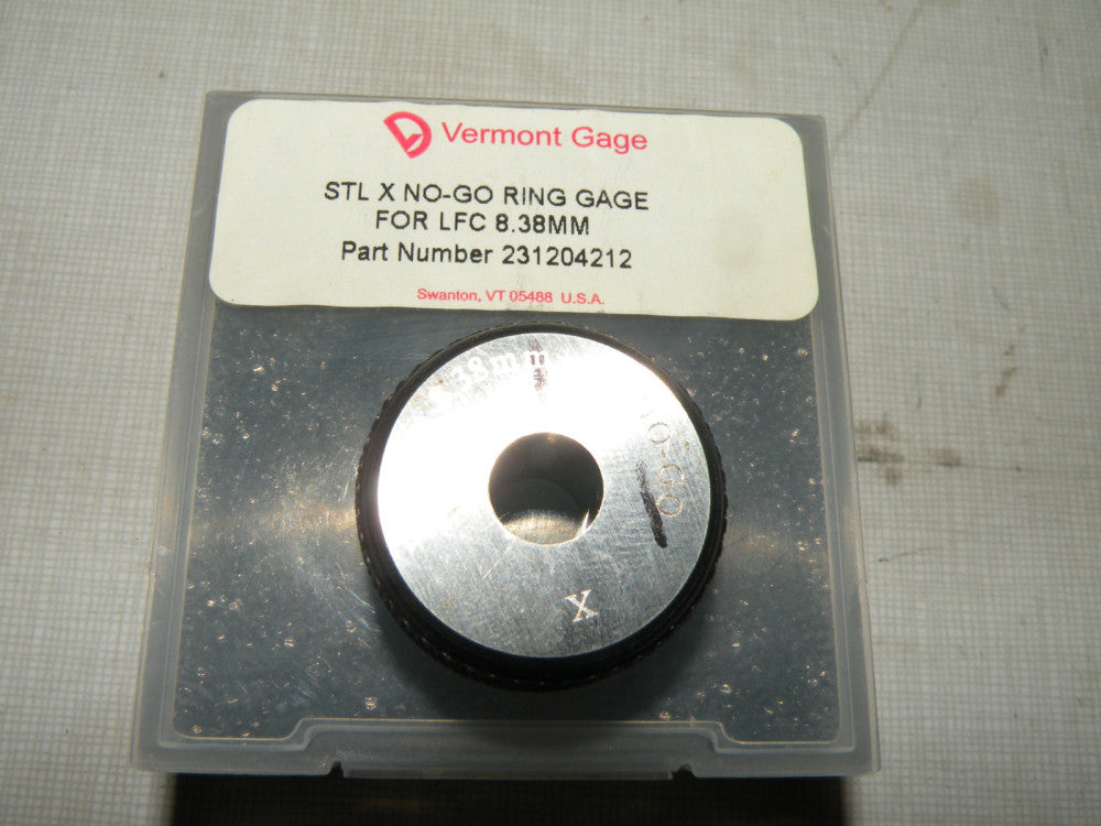 Vermont Gage  No Go Ring Gauge STL X For LFC 8.38mm 231204212