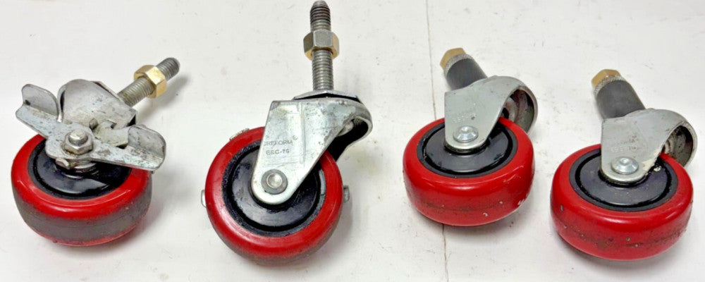 FAULTLESS CREFORM STEM SWIVEL CASTER WHEEL, W BRAKES, ESC-75 3"x 1-1/2 LOT OF 4