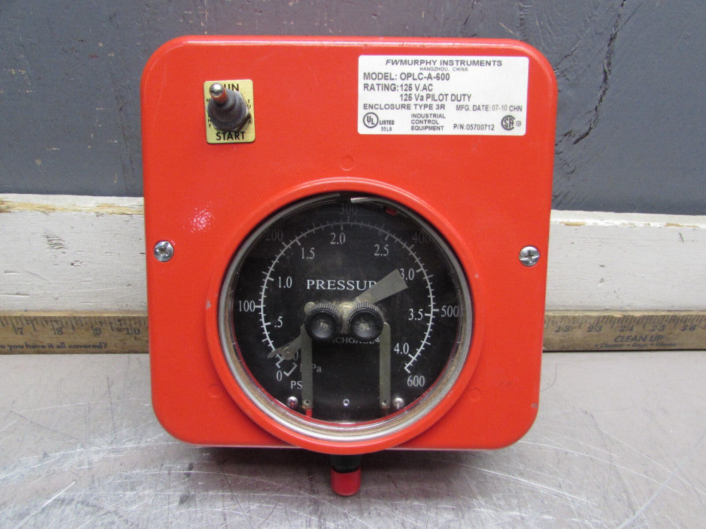 MURPHY, OPLC-A-600, PRESSURE SWITCHGUAGE, 125VAC TYPE 3R, N/NIB! MAKE OFFER!!