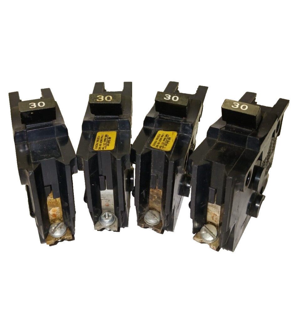 4) FEDERAL PACIFIC 30 AMP BOLT ON CIRCUIT BREAKER 120/240 VAC NB130  LOT OF 4