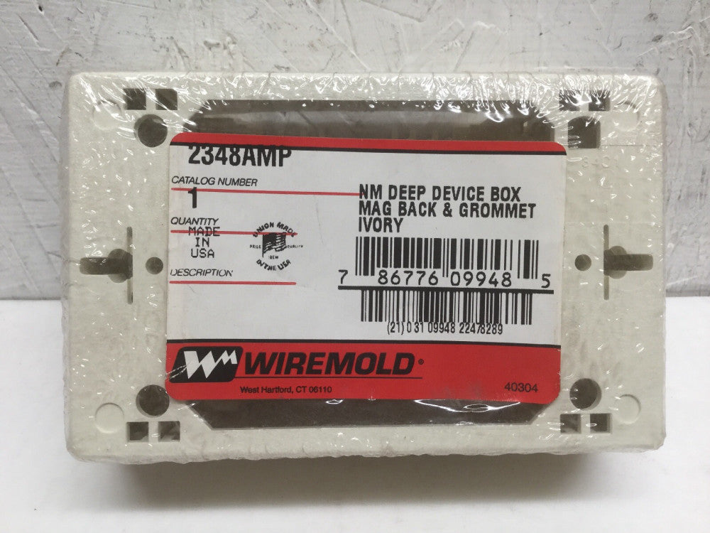 Wiremold 2348AMP NM Deep Device Box Magnetic Back & Grommet Ivory