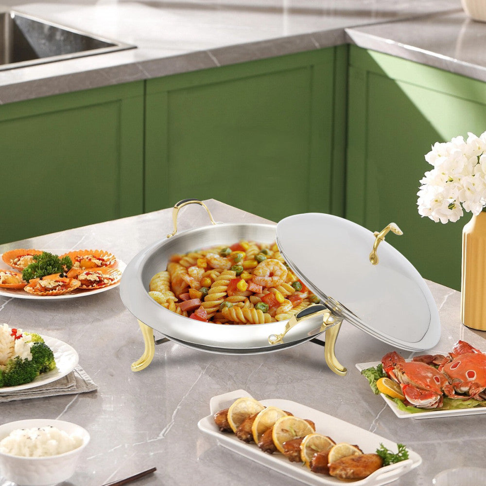 Chafing Dish Stainless Steel Chafer Round Buffet Food Warmer Container W/Lid