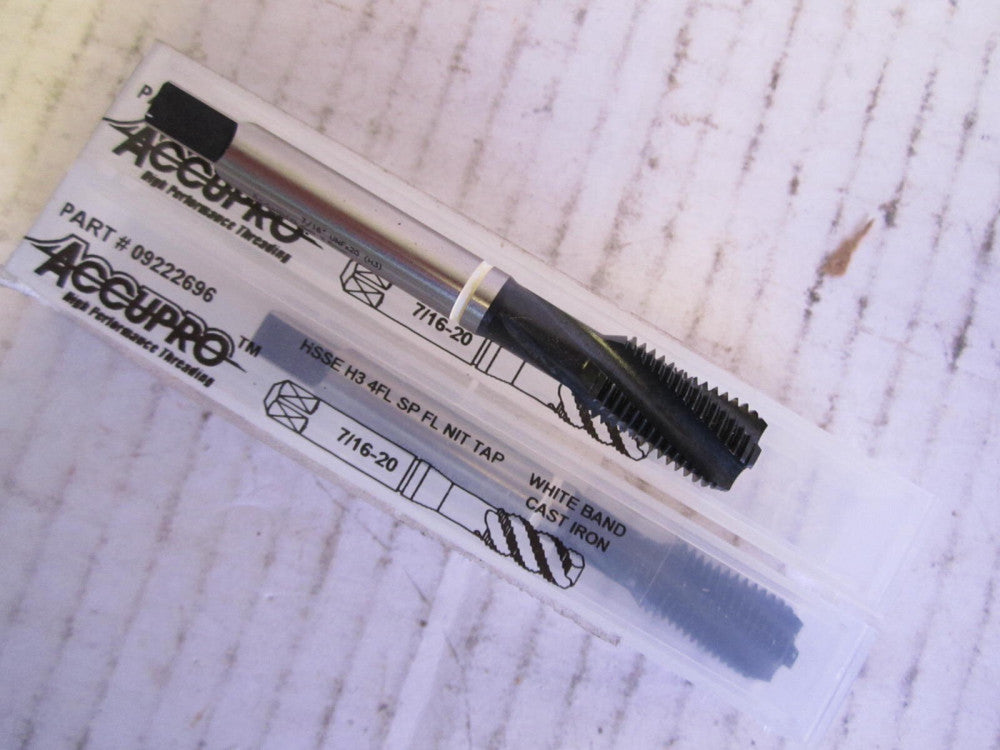 7/16"-20 Spiral Flute HSSE H3 White Band Cast Mod. Bottoming Tap - Lot of 2 