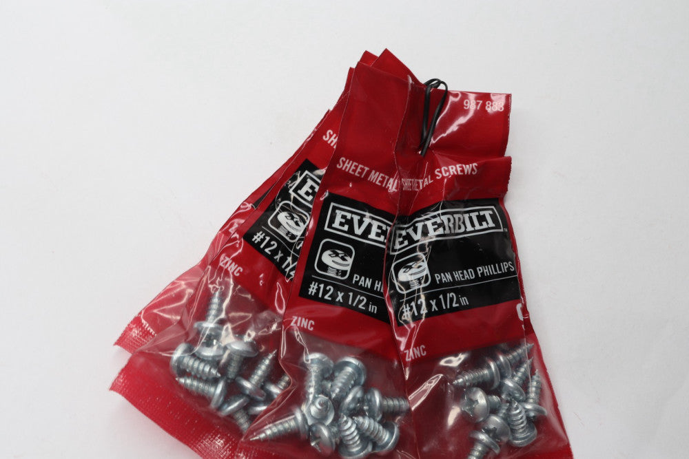 (45-Pk) Everbilt Phillips Pan-Head Sheet Metal Screws #12 x 1/2" 987883