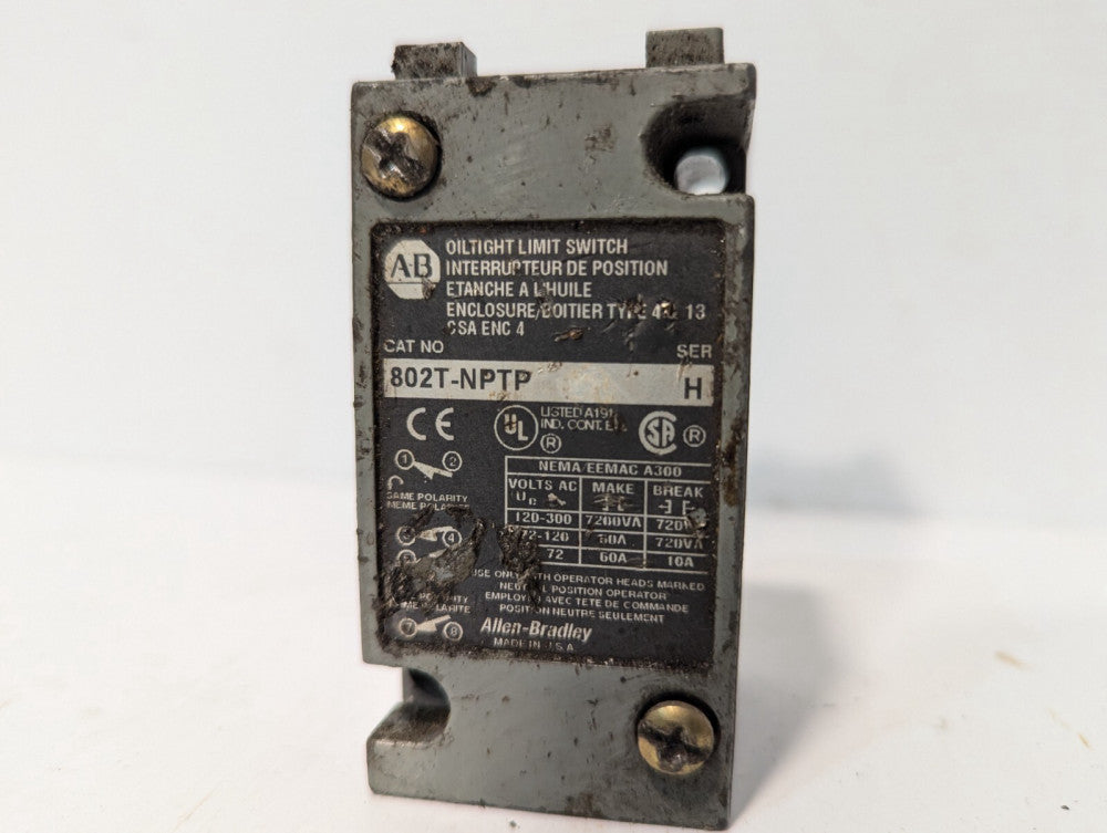 Allen-Bradley 802T-NPTP Metal Plug-In Oiltight Limit Switch, Ser. H -Free Ship