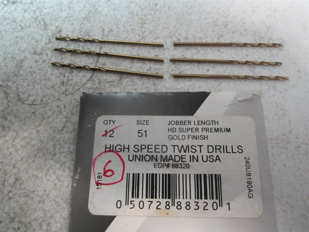 Norseman / CTD (88320) #51 135° High Speed Steel RH Spiral Jobber Drill - Qty 6