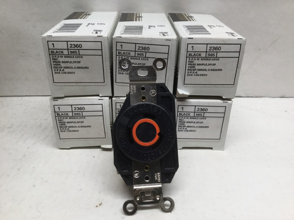 Leviton 2360 20A 125/250V 3 Pole 3 Wire Single Twist Lock Receptacle (Lot of 6)
