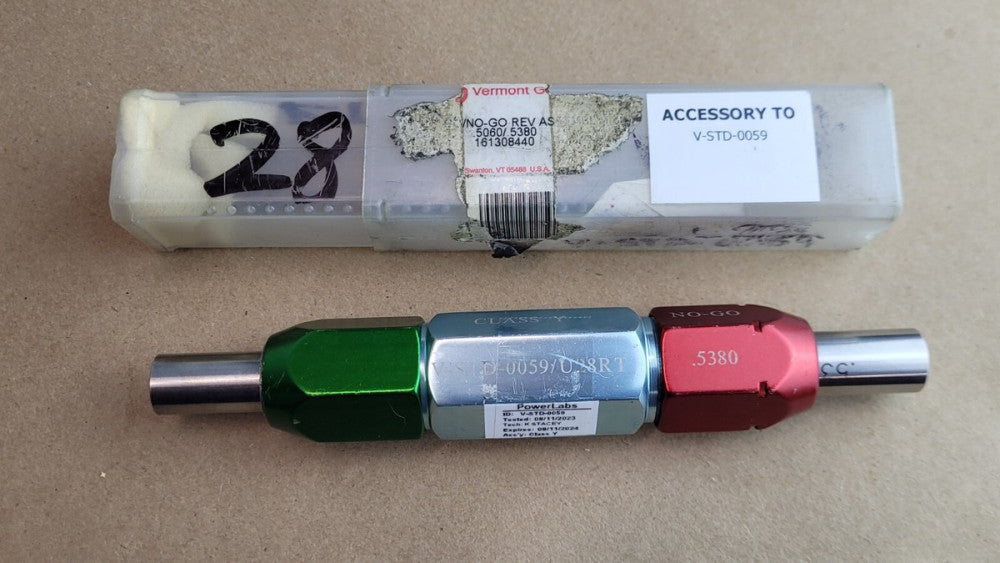 Vermont Gage V-STD-0059 / U28RT .5060 .5380 Class Y Go / No Go Gage